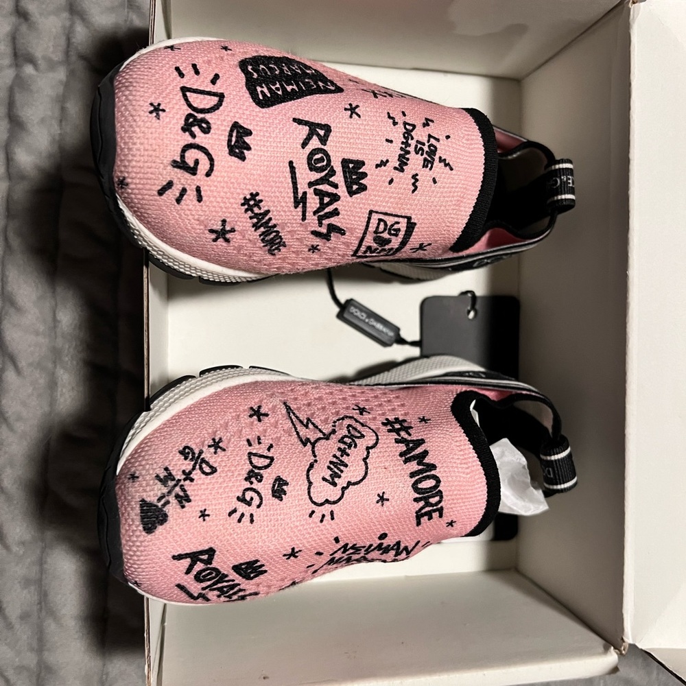 Kids Dolce & Gabbana Pink slip on graffiti sneakers - Size 26